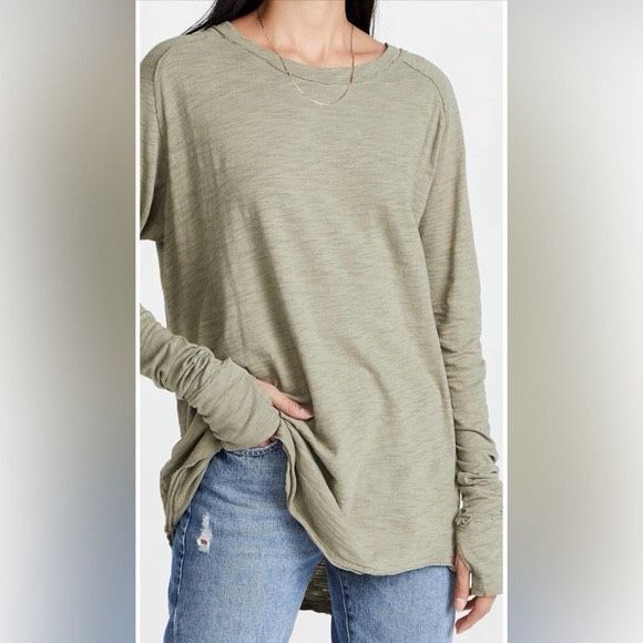 WE THE FREE Women’s Olive Green Long Sleeve Arden Tee Size Large - Picture 1 of 6